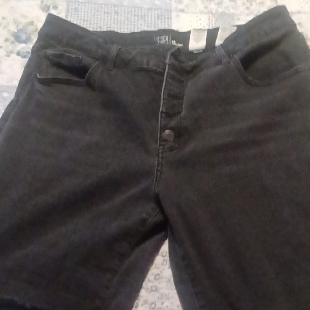 Black Dungaree Shorts.